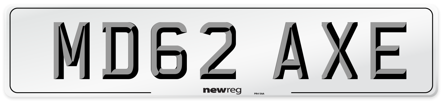 MD62 AXE Number Plate from New Reg